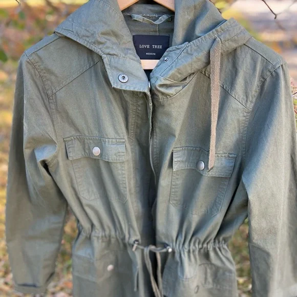 LOVE TREE OLIVE GREEN UTILITY JACKET SZ M - Picture 10 of 15